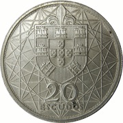 20 Escudos Salazar Bridge, Portugal, 1966 reverse image