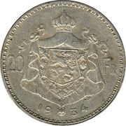 20 Francs - Albert I French text reverse image