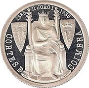 25 Escudos Cortes de Coimbra; Silver, Portugal, 1985 reverse image