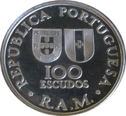 100 Escudos Madeira's Regional Autonomy; Silver obverse image