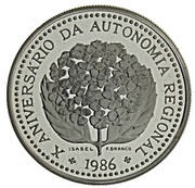 100 Escudos Azores Regional Autonomy; Silver, Portugal, 1986 reverse image
