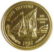 100 Escudos Nuno Tristão; Gold, Portugal, 1987 reverse image