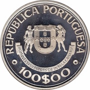 100 Escudos Canary Islands, Silver obverse image