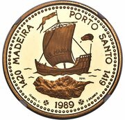 100 Escudos Madeira and Porto Santo; Gold, Portugal, 1989 reverse image