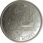 100 Escudos Discovery of Azores, Portugal, 1989 reverse image