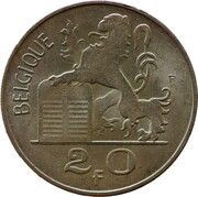 20 Francs French text, Belgium, 1949-1955 reverse image