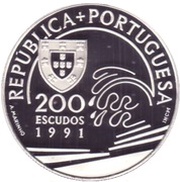 200 Escudos Columbus and Portugal; silver obverse image