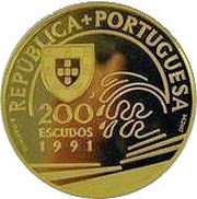 200 Escudos Columbus and Portugal; gold obverse image