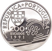 200 Escudos Columbus and Portugal; Palladium obverse image