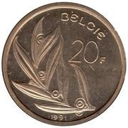 20 Francs - Baudouin I Dutch text reverse image
