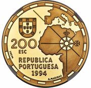 200 Escudos Partilha do Mundo; Gold obverse image