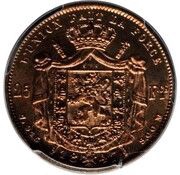 25 Francs - Léopold I Pattern, Belgium, 1847 reverse image