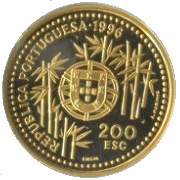 200 Escudos China, Gold obverse image