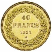 40 Francs - Léopold I, Belgium, 1834-1841 reverse image