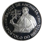 200 Escudos José de Anchieta, Silver, Portugal, 1997 reverse image