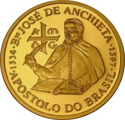 200 Escudos José de Anchieta, Gold, Portugal, 1997 reverse image