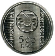 500 Escudos Banco de Portugal; Bimetallic foil silver and gold obverse image