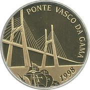 500 Escudos Vasco da Gama Bridge; Bimetallic foil silver and gold, Portugal, 1998 reverse image
