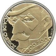 500 Escudos Eça de Queiroz; Bimetallic foil silver and gold, Portugal, 2000 reverse image