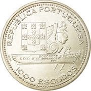 1000 Escudos D.Fernando II and Gloria Frigate obverse image