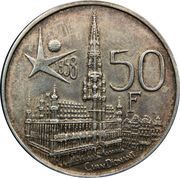 50 Francs - Baudouin I Brussels World's Fair 1958; French text, Belgium, 1958 reverse image
