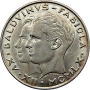 50 Francs King Baudouin's Marriage, Belgium, 1960 reverse image
