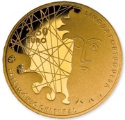 2½ Euros Portuguese Language; Gold, Portugal, 2009 reverse image
