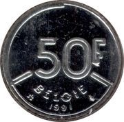 50 Francs - Baudouin I Dutch text, Belgium, 1987-1993 reverse image