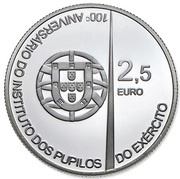 2½ Euros Army Institute Pupils; Silver, Portugal, 2011 reverse image