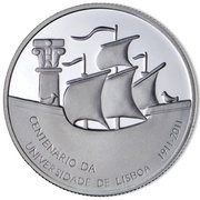 2½ Euros Lisbon University; Silver, Portugal, 2011 reverse image