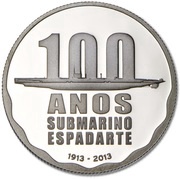 2½ Euros 100 years of submarine Espadarte; Silver, Portugal, 2013 reverse image