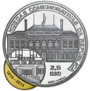 2½ Euros 100th anniversary of republic commemorative coins, Portugal, 2014 reverse image