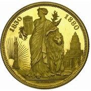 100 Francs 50 Years of Belgium, Belgium, 1880 reverse image
