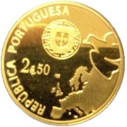 2½ Euros 70 Years of peace in Europe; gold obverse image
