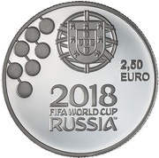 2½ Euros FIFA World Cup Russia 2018; Silver, Portugal, 2018 reverse image