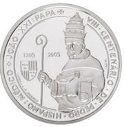 5 Euros Pope John XXI; .925 Silver, Portugal, 2005 reverse image