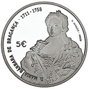 5 Euros D. Maria Barbara; Silver obverse image