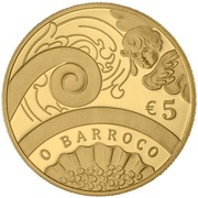 5 Euros The Baroque Age; Gold, Portugal, 2018 reverse image