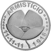 5 Euro 100 years of the armistice; Silver, Portugal, 2018 reverse image