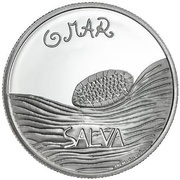 5 Euros The sea drawn by a child; Silver, Portugal, 2019 reverse image