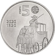 5 Euros 500 years of portuguese post office obverse image