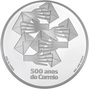 5 Euros 500 years of portuguese post office; Silver, Portugal, 2020 reverse image