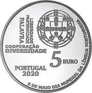 5 Euros Portuguese language day ; Silver obverse image