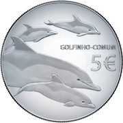 5 Euros The dolphin; Silver, Portugal, 2020 reverse image