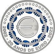 5 Euros 20 years of the Euros - silver proof, Portugal, 2022 reverse image