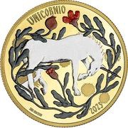 5 Euros The Unicorn; gold, Portugal, 2023 reverse image
