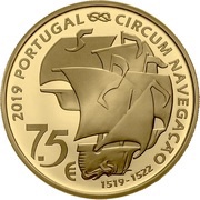 7½ Euros 500th anniversary of Magellan circun-navigation; Gold obverse image