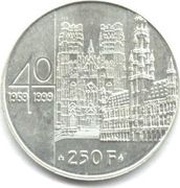 250 Francs Marriage Albert II and Paola, Belgium, 1999 reverse image