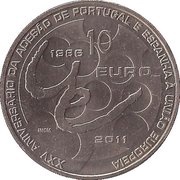 10 Euros European Union Membership, Portugal, 2011 reverse image