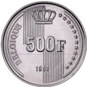 500 Francs - Baudouin I 40th Anniversary of Reign; French text obverse image